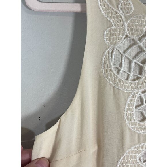 Ark & Co Floral Lace Cutout Dress M Cream Sheath Old Money Retro Classic Chic - Picture 10 of 15